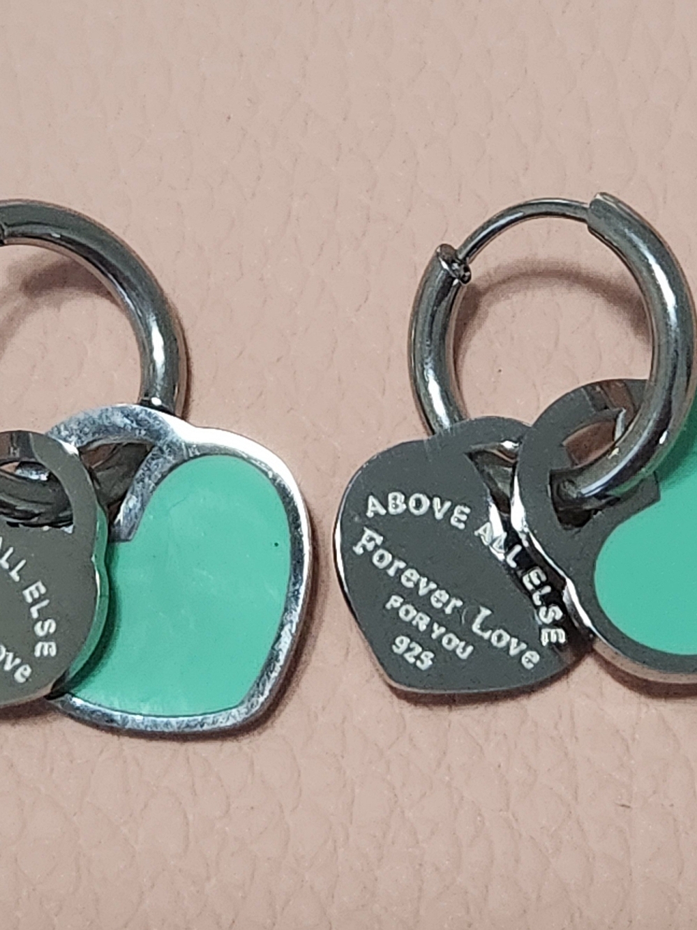 18k GP Heart Hoop Earrings with Mint Green Enamel